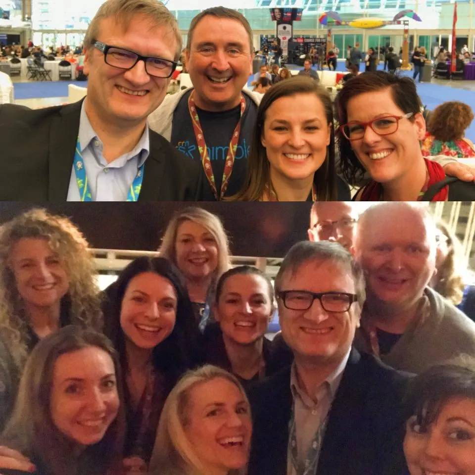 Nadia with colleagues at conference networking events