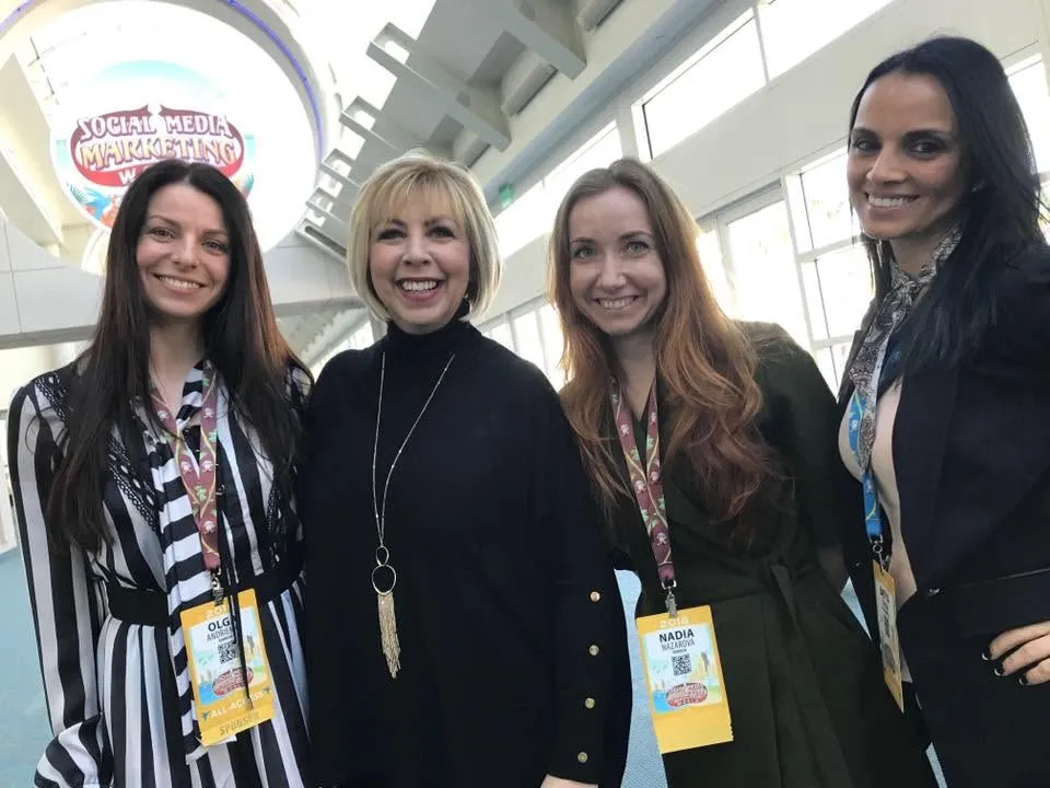 Nadia with colleagues at Social Media Marketing World