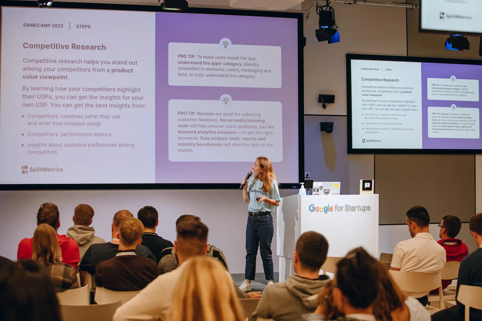 Nadia presenting at Gamecamp 2022, Google for Startups Campus Warsaw